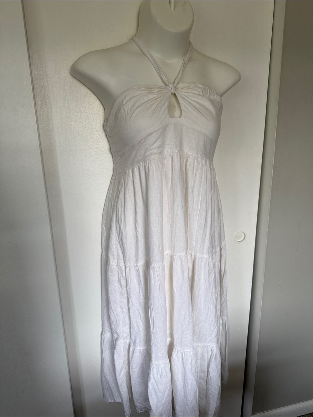 Abercrombie & Fitch White Strapless Halter Maxi Dress Petite Large